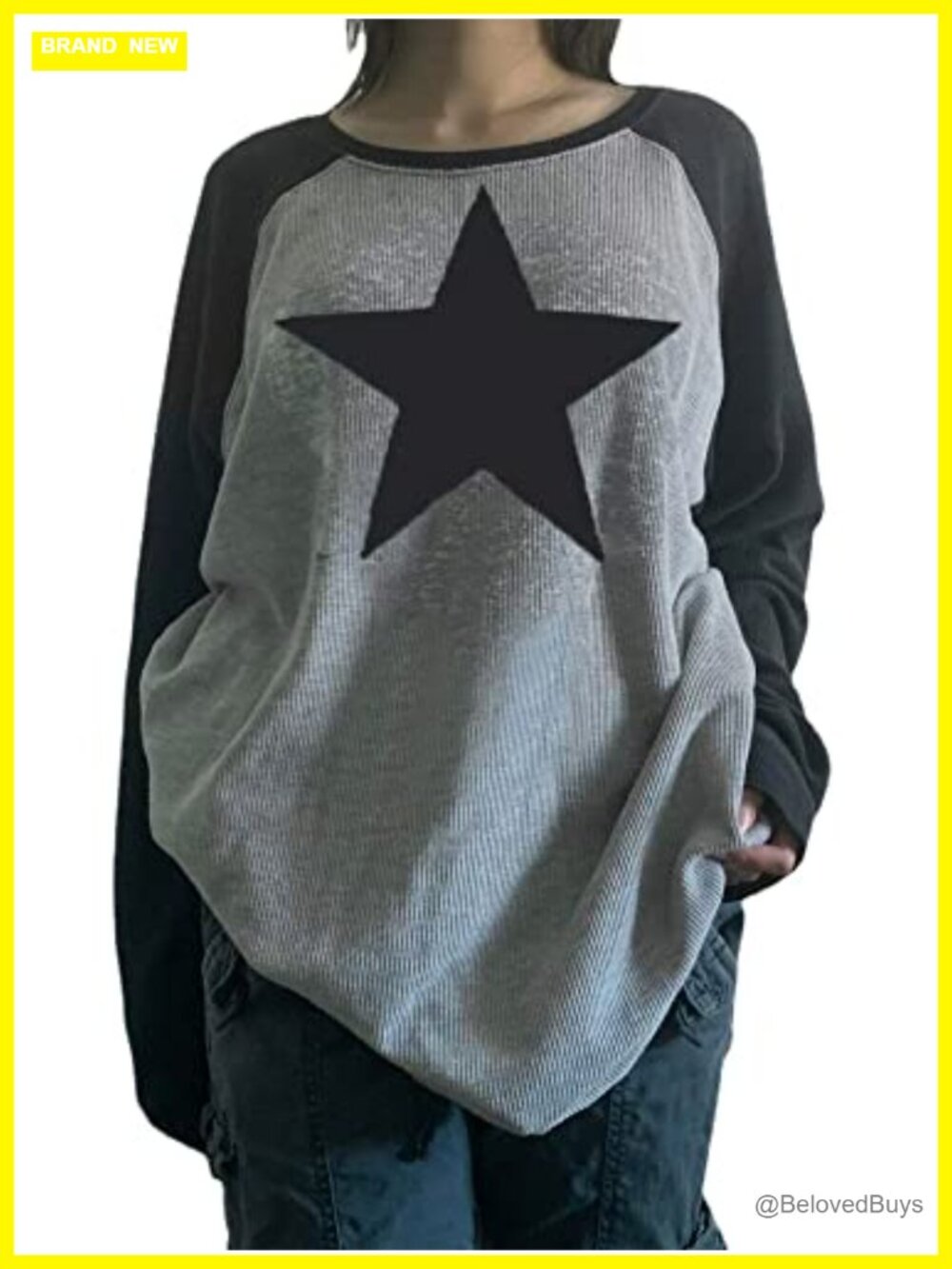 Polyester Blend Oversized Drop Shoulder Pullover Sweatshirt Long Sleeve Crewneck